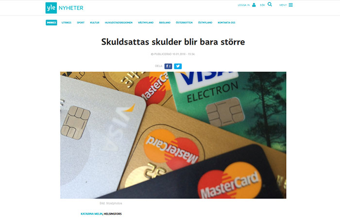 Nyheter om ökad skuldsättning i Finland från Yle